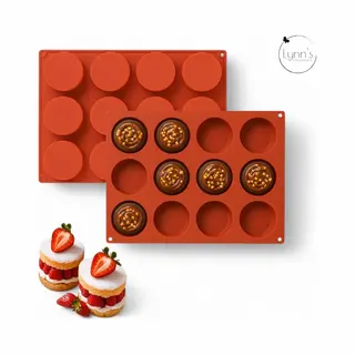 Lynn's Siliconen Bakvorm - 12 Ronde Holtes Van 5cm X 2.5cm - Mini Cakejes, Mousse, Chocolade, Petit Fours, Gebakjes, Oreo's, Koekjes, Zeepjes,