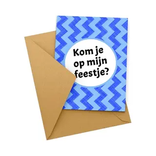 Kleurmedia Uitnodiging Kinderfeestje + Enveloppen 10 Stuks - Thema Blauw - Beschrijfbaar - Uitnodigingskaarten - Uitnodiging Verjaardag - Uitnodiging Verjaardag