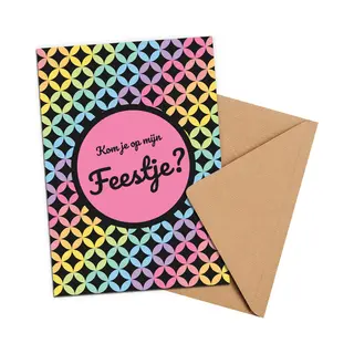 Kleurmedia Uitnodiging Kinderfeestje + Enveloppen 10 Stuks - Thema Disco - Beschrijfbaar - Uitnodigingskaarten - Uitnodiging Verjaardag - Uitnodiging Verjaardag