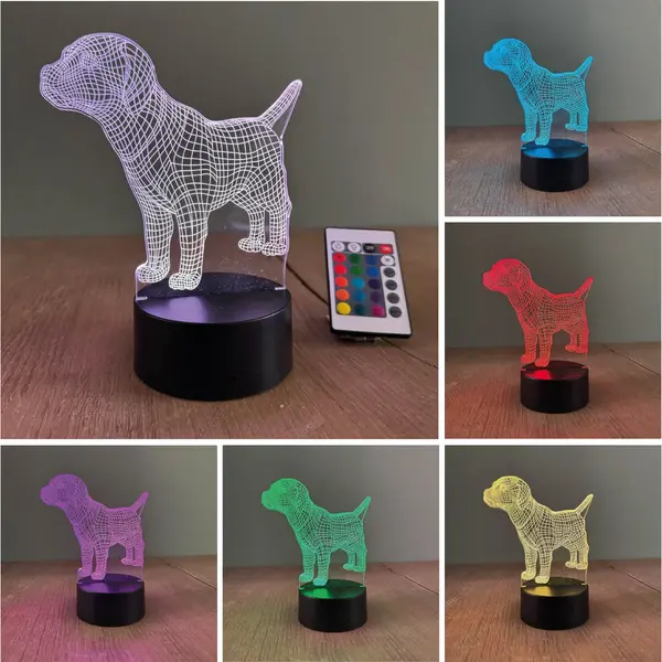 Klarigo® Nachtlamp – Puppy - 3D Led Lamp Illusie – 16 Kleuren – Bureaulamp – Hond - Dieren – Nachtlampje Kinderen – Creative Lamp - thumbnail
