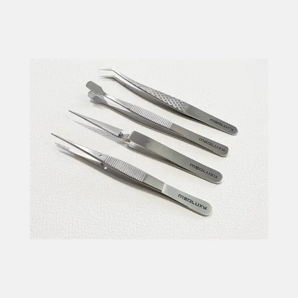 Medluxy - Hobbypincet Set - 4 Stuks - Rvs (pincet Voor Bijvoorbeeld Modelbouw, Hobby, Knutselen, Computerbouw, Elektronica) thumbnail
