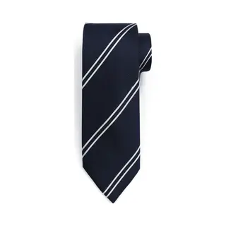 Suitable Stropdas Zijde Double Stripe Donkerblauw (navy) - Streep - Heren Das