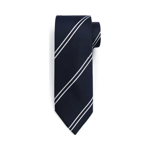 Suitable Krawatte Seide Double Stripe Navy - thumbnail