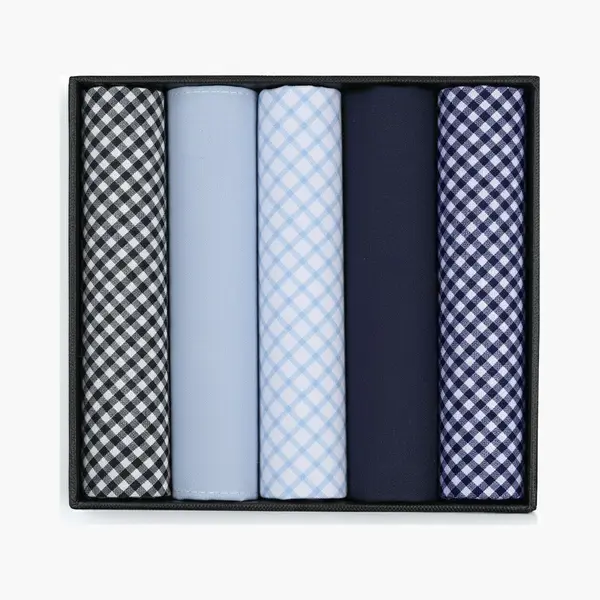 Suitable Zakdoeken 5-Pack Vichy Blauw - Heren - 100% Katoen - 40 X 40 Cm - Set Van 5-Pack - Luxe Cadeauset thumbnail