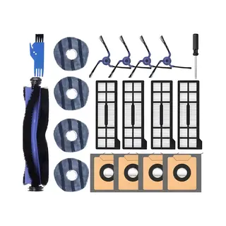 PolkaHome® 19-delige Reserveonderdelen, Onderdelen, Accessoires Geschikt Voor Eufy X10 Pro Omni Stofzuigerrobot 4 Stofzakken, 4 Wasbare Dweildoeken,