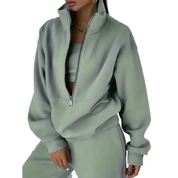 Bovista Joggingpak Dames - Huispak - Trainingspak - Volwassenen - Capuchon - Jogging Pak - Joggingbroeken - Broek - Hoodie - Groen - Maat L thumbnail