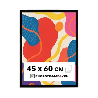 Photoframe4you - Fotokader 45x60 Cm - Zwart Mat - Kunststof Fotokader Met Acrylglas - Fotokader 60x45 Cm - Nancy