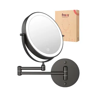 Fraay® Make Up Spiegel Met Led Verlichting - 10x Vergroting - Vergrootspiegel Met Licht - Oplaadbaar - Scheerspiegel - Badkamerspiegel - Zwart