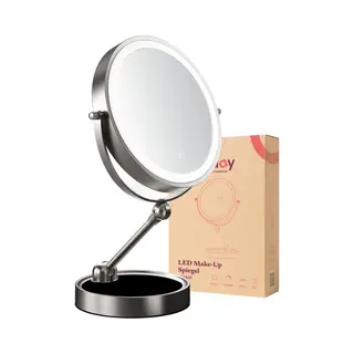 Fraay® Make Up Spiegel Met Led Verlichting - 10x Vergroting - Vergrootspiegel Met Licht - Oplaadbaar - Scheerspiegel - Badkamerspiegel - Nikkel