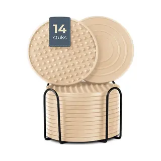Castagnola Siliconen Onderzetters – Onderzetters Voor Glazen – Design Onderzetters Met Houder – Onderzettersset – Anti Slip - Set Van 14 –