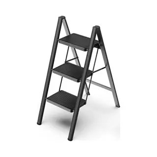 Moeve Keukentrap - 3 Treden - Inklapbaar Lichtgewicht Met Anti-slip - Zwart