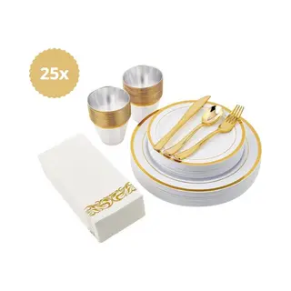 NovaWare Serviesset Voor 25 Personen - Servies Set - Bruiloften En Verjaardagen - Feestservies