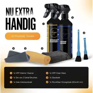 Car Care Hpp Interieur Reinigingspakket - Interieurreiniger Voor Auto - Auto Was Set - Autowassen - Auto Detailen - Autoschoonmaakmiddel - Glas