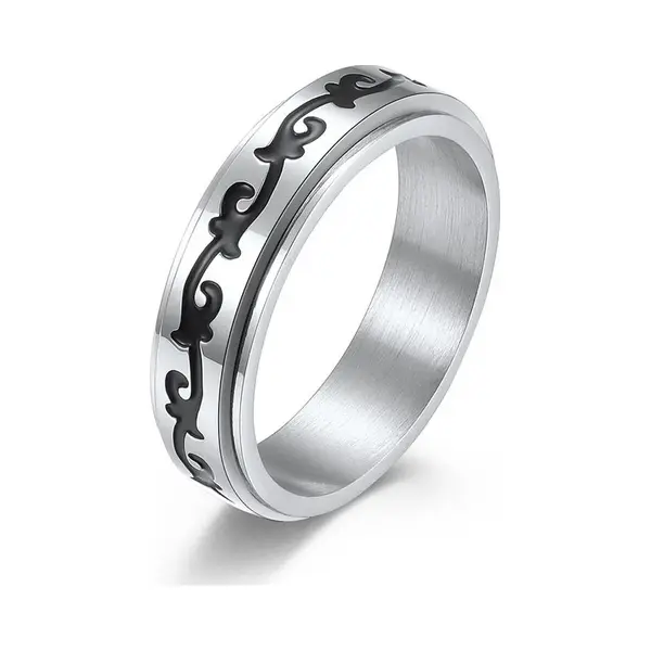 Roosefeld Nefet® - Anxiety Ring - Fidget Ring - Roestvrij Staal - Maat 20 - Zilverkleurig - Heren / Dames - Ideale Geschenk - Cadeau Voor Man - Cadeautjes thumbnail