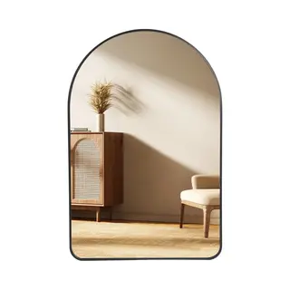 LuxaLiving Spiegel - Half-Ovale Wandspiegel – Zwart – 90 X 60 Cm – Modern & Elegant Design