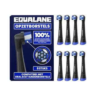 Equalane - Opzetborstels Geschikt Voor Oral B Io Tandenborstels - Zwart - 8 Stuks