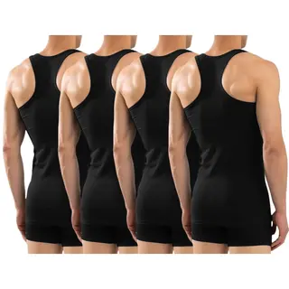 Calzera 4 Pack Halterhemden - Heren Halter Hemd - Tanktop - Premium Kwaliteit - Sporthemd Heren - 100% Gekamd Katoen - Zwart - Maat L