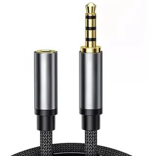 Qost - Aux Verlengkabel - 3, 5mm Male Naar 3, 5mm Female - Audio Verlengkabel - Braided Kabel - Gold Plated Connectoren - 5 Meter