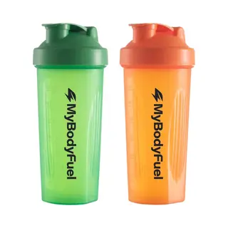 MyBodyFuel - Shakebeker - 700 Ml - Met Mixfilter - Groen En Oranje - Set Van 2 - Proteïne Shaker - Bpa-vrij