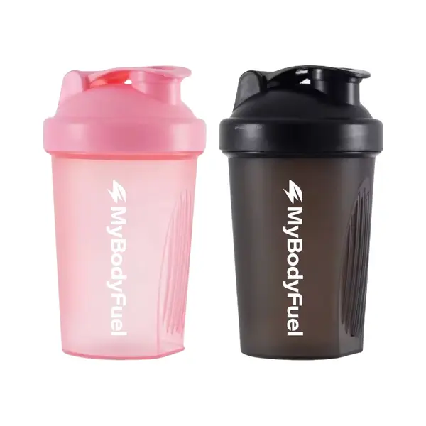 MyBodyFuel - Shakebeker - 400 Ml - Met Mixfilter - Roze En Zwart - Set Van 2 - Proteïne Shaker - Bpa-vrij thumbnail