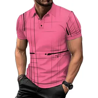 RedParrot Aansluitend Polo Shirt Heren Roze - Design - Mannen - Knoopjes - Mode - Zomer