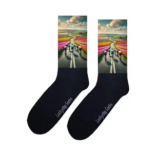 Lucky Day Socks Wielrennen - Opkikker - Grappige Sokken - Valentijns Cadeau - Verjaardag Cadeau - Sinterklaas Cadeau - Kunst - Leuke Sokken - Vrolijke Sokken - Fiets