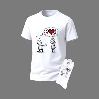Lucky Day Socks Valentijns Cadeau - Aanzoek - Giftset - Vrijgezellenfeest - Shirt - T-shirt Liefde - Cadeau Set Shirt Met Sokken - Grappig Cadeau Voor Vrouw En Man -