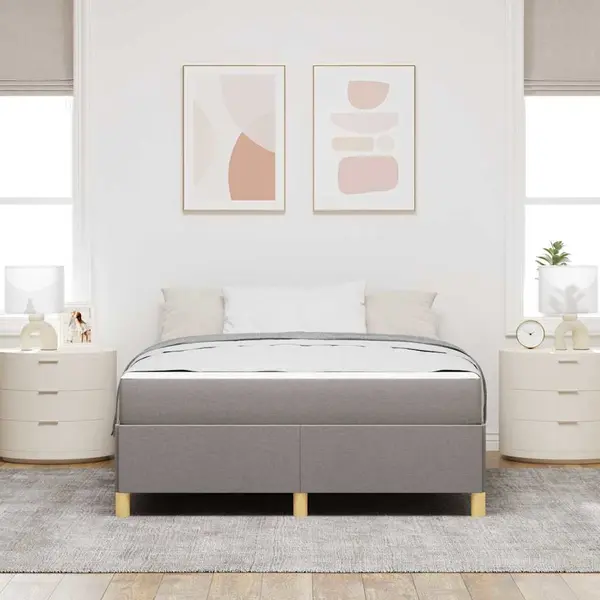 Boxspringbett Mit Matratze Taupe Und Weiß 140 X 190 Cm Stoff Vidaxl thumbnail