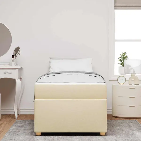 Bettgestell Mit Matratze Creme 90 X 200 Cm Stoff Vidaxl thumbnail