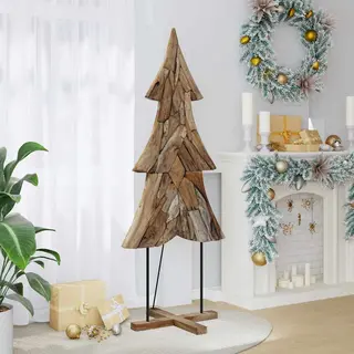 VidaXL - Kerstboom - Met - Standaard - Bruin - 181, 5 - Cm - Massief - Teakhout