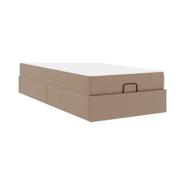 VidaXL Bedframe Met Matras Met Matras 2 Pcs Tan Pvc thumbnail