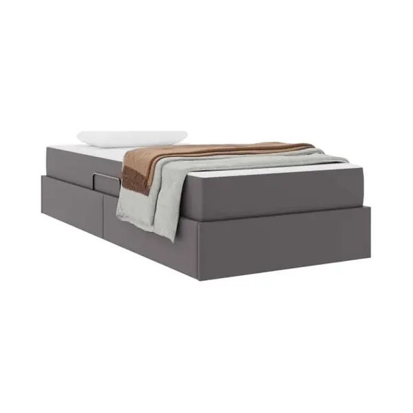 VidaXL Aufbewahrungsbett Mit Matratze Mit Matratze 2 Pcs Grau Leder thumbnail