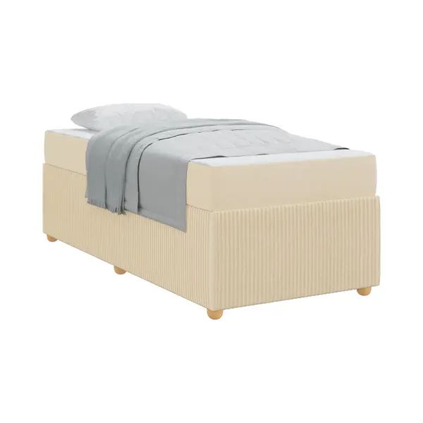 Bettgestell Mit Matratze Mit Matratze Creme 90 X 200 Cm Stoff Vidaxl thumbnail