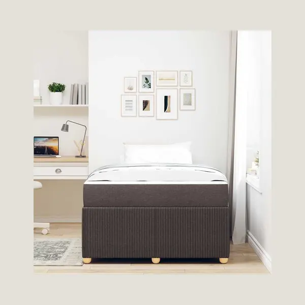 VidaXL Bettrahmen Mit Matratze Dunkelbraun 120 X 190 Cm Stoff thumbnail