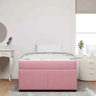 VidaXL Bettrahmen Mit Matratze Rosa 120 X 200 Cm Stoff