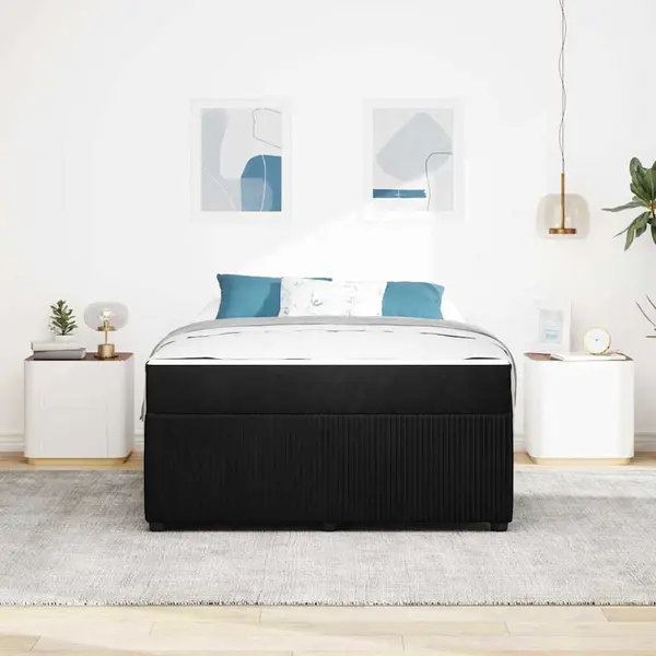 VidaXL Bettrahmen Mit Matratze Schwarz 140 X 200 Cm Stoff thumbnail