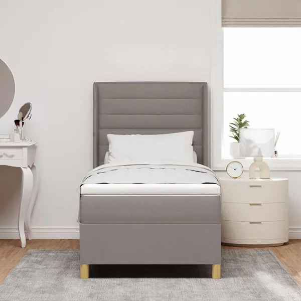 VidaXL Boxspring Bed Met Matras Met Hoofdeinde Taupe 80 X 200 Cm Stof thumbnail