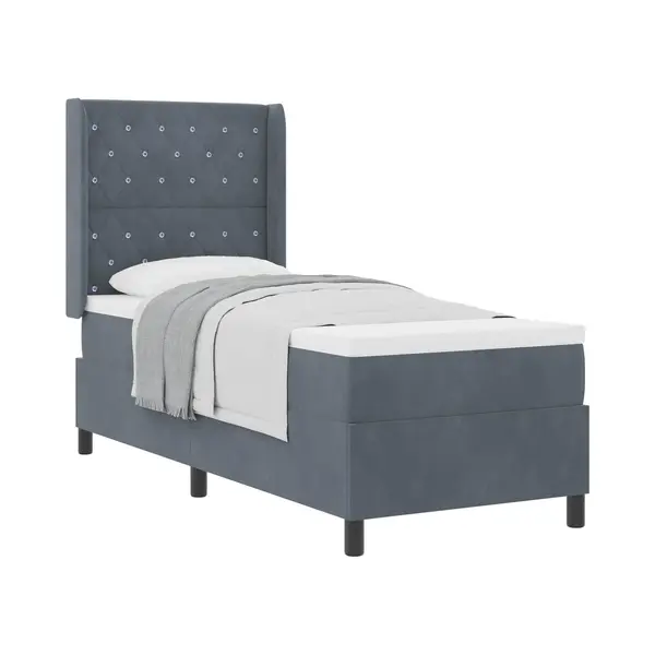 VidaXL Boxspringbett Mit Matratze Dunkelgrau 80 X 200 Cm Samt thumbnail