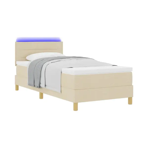 Boxspringbett Mit Matratze Mit Kopfteil Creme 90 X 200 Cm Stoff Vidaxl thumbnail