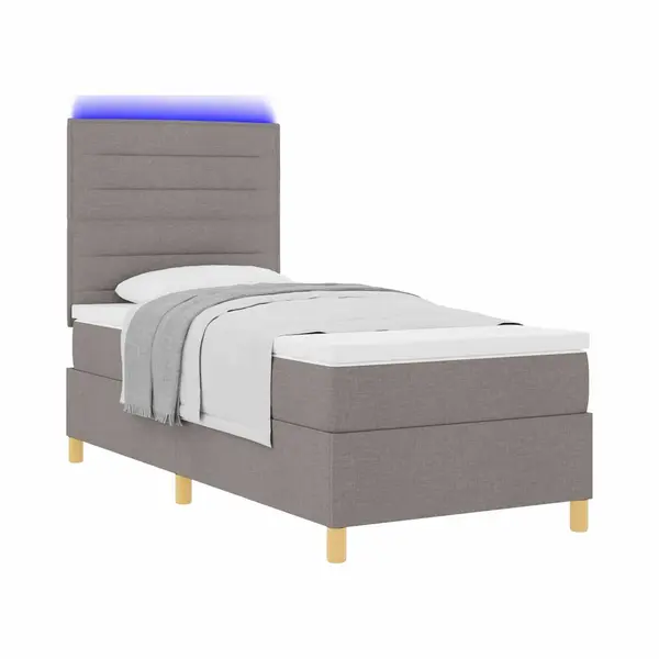 VidaXL Led Boxspringbett Mit Matratze Taupe 80 X 200 Cm Stoff thumbnail