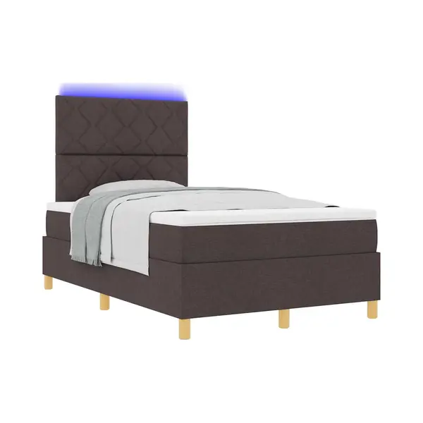 VidaXL Led Boxspringbett Mit Matratze Dunkelbraun 120 X 200 Cm Stoff thumbnail