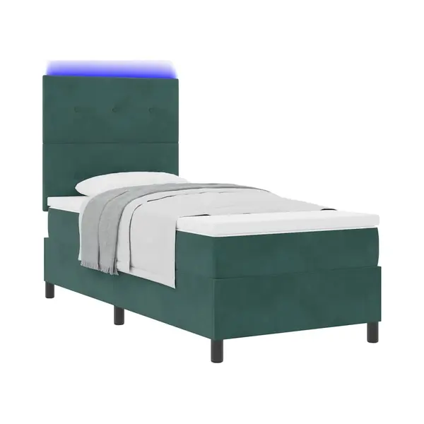 VidaXL Led Boxspringbett Mit Matratze Dunkelgrün 80 X 200 Cm Stoff thumbnail
