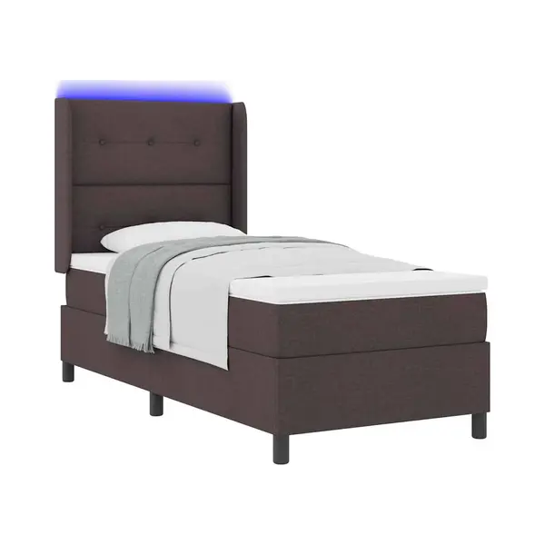 VidaXL Led Box Spring Bed Met Matras Donkerbruin 80 X 200 Cm Stof thumbnail