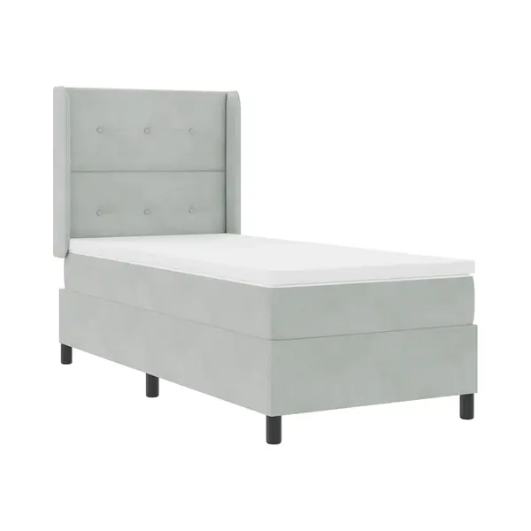 Led Boxspringbett Mit Matratze Hellgrau 90 X 190 Cm Samt Vidaxl thumbnail