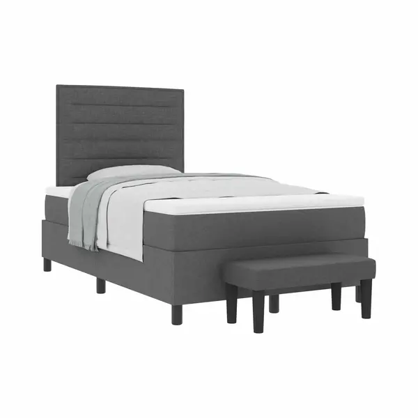VidaXL Boxspringbett Mit Matratze Dunkelgrau 120 X 200 Cm Stoff thumbnail