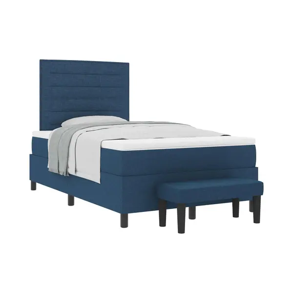 Boxspringbett Mit Matratze Mit Kopfteil Blau 120 X 200 Cm Stoff Vidaxl thumbnail