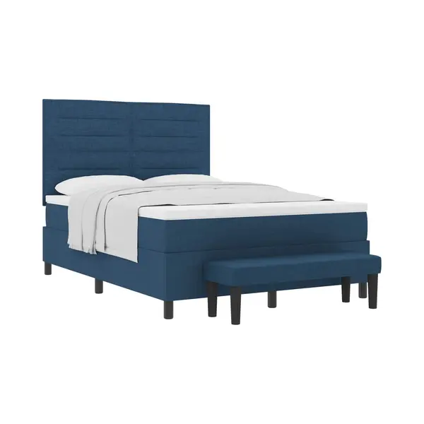 VidaXL Boxspringbett Mit Matratze Mit Kopfteil Blau 140 X 200 Cm Stoff thumbnail