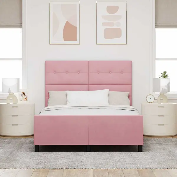 Bettgestell Mit Kopfteil Rosa 140 X 190 Cm Samt Vidaxl thumbnail