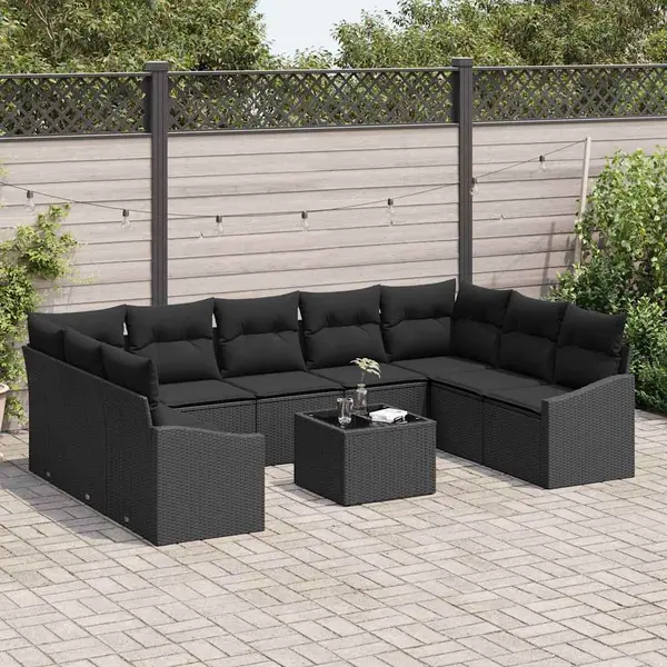 Garten Essgruppe Mit Kissen Mit Speicher 10 Pcs Schwarz Vidaxl thumbnail