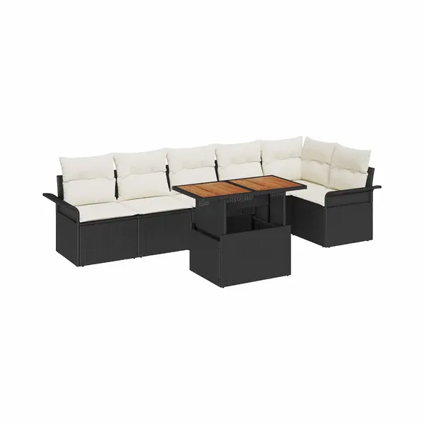 Garten-sofa-set Mit Speicher 7 Pcs Schwarz Poly Rattan Vidaxl thumbnail